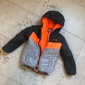 Orange and Grey Puffer Coat